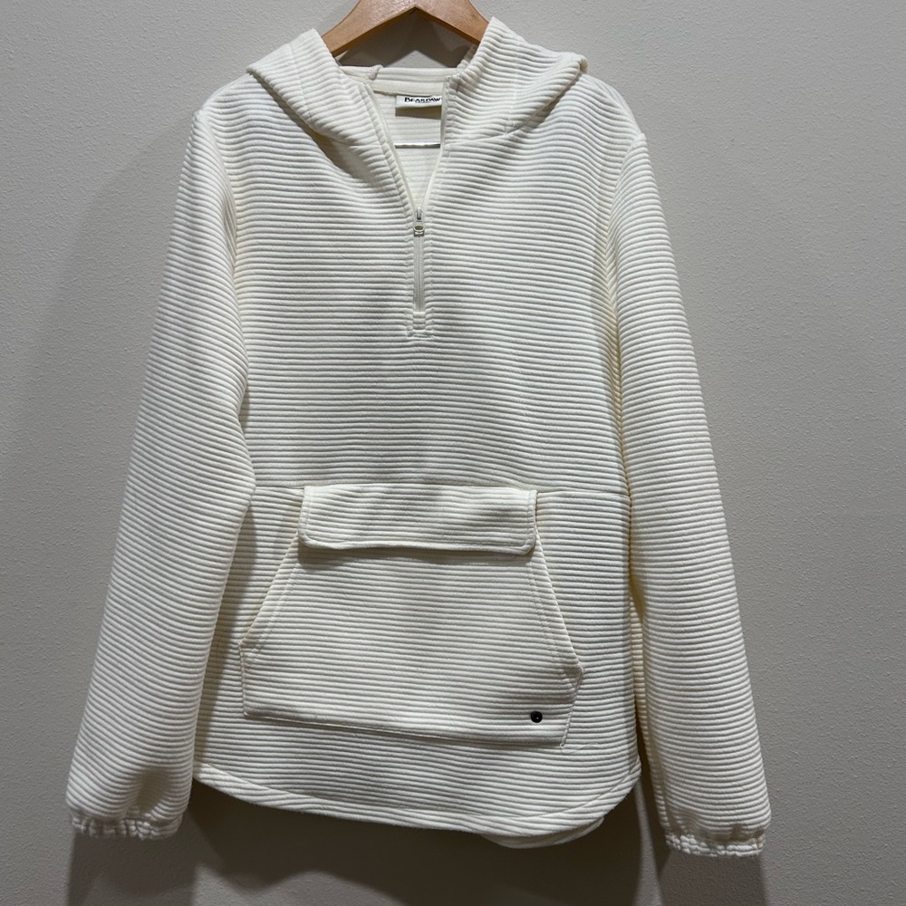 BearPaw Women's Cream Textured half zip Hoodie, Large